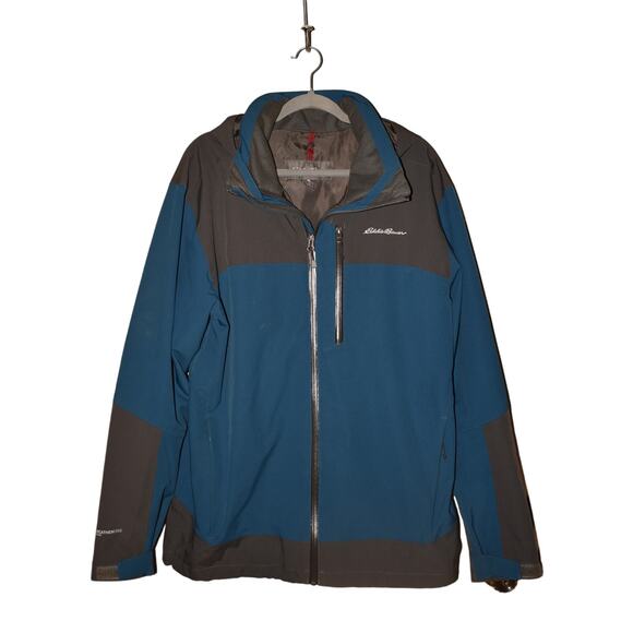 EDDIE BAUER $109 WeatherEdge Plus Hooded Zip Jacket Blue Gray‎ Men's Large - Picture 1 of 6